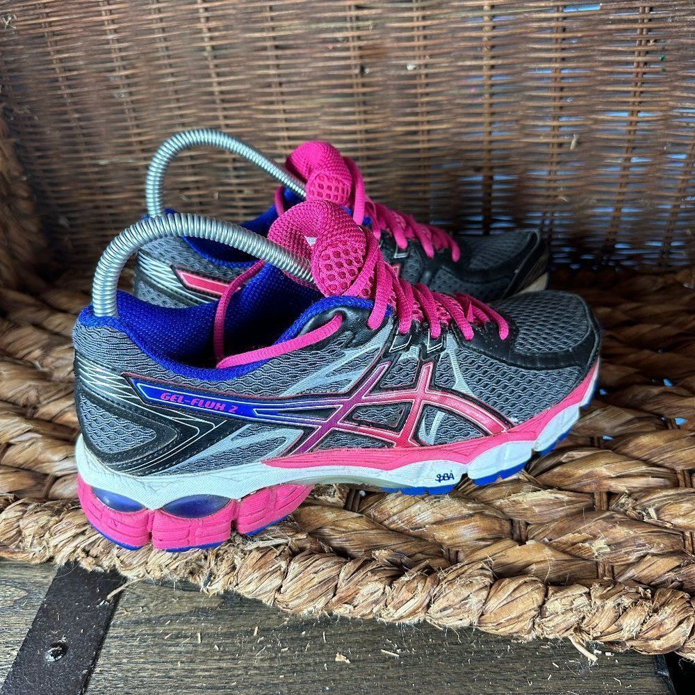 Asics Gel Flux 2 Women's Pink Grey Sneakers Running Walking Shoes Size 8